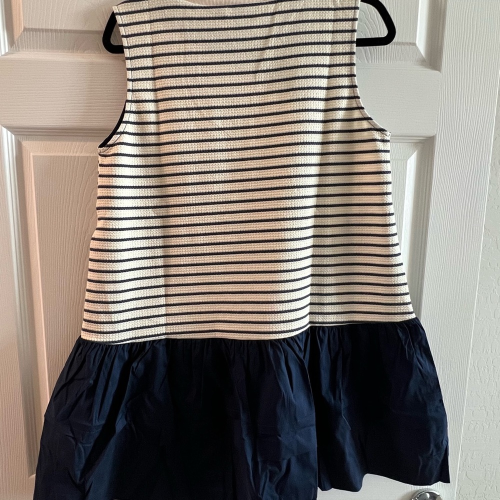 Striped Sleeveless Dress with Navy Skirt - Picture 6 of 8